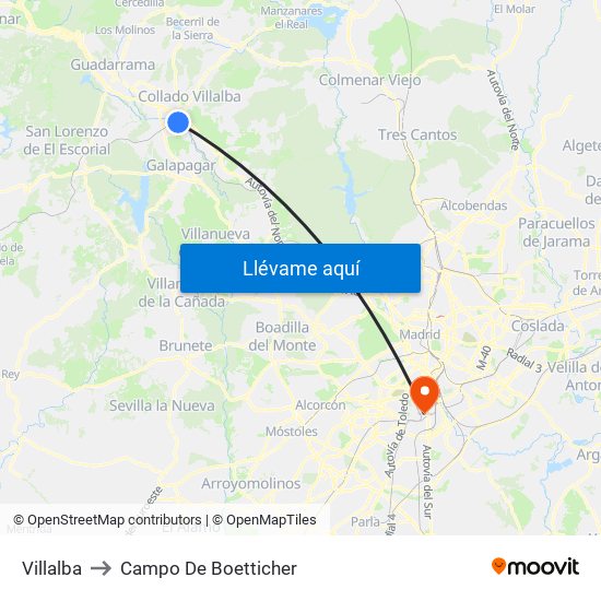 Villalba to Campo De Boetticher map