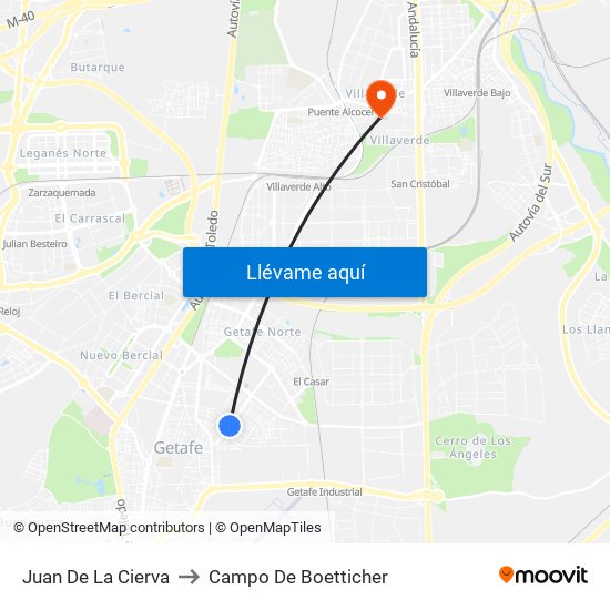 Juan De La Cierva to Campo De Boetticher map