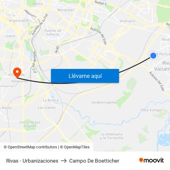 Rivas - Urbanizaciones to Campo De Boetticher map