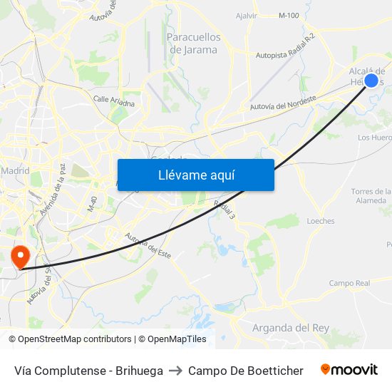 Vía Complutense - Brihuega to Campo De Boetticher map
