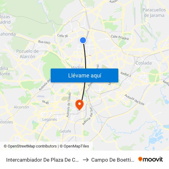Intercambiador De Plaza De Castilla to Campo De Boetticher map