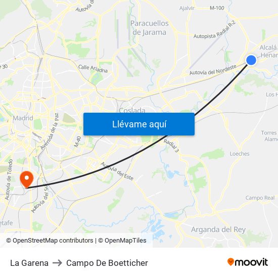 La Garena to Campo De Boetticher map