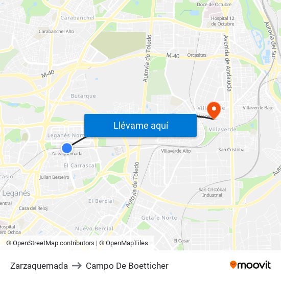 Zarzaquemada to Campo De Boetticher map