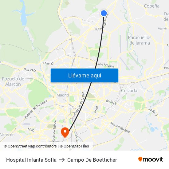 Hospital Infanta Sofía to Campo De Boetticher map