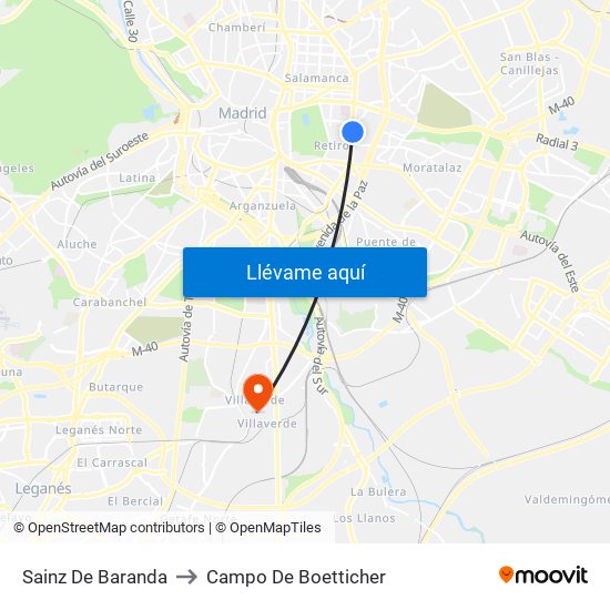 Sainz De Baranda to Campo De Boetticher map