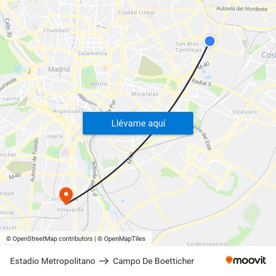 Estadio Metropolitano to Campo De Boetticher map