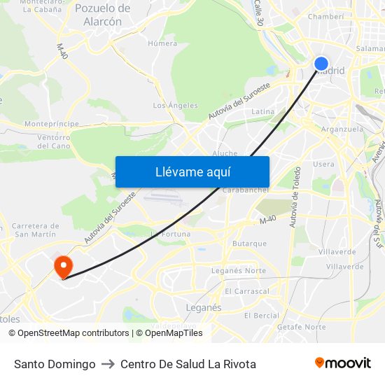 Santo Domingo to Centro De Salud La Rivota map