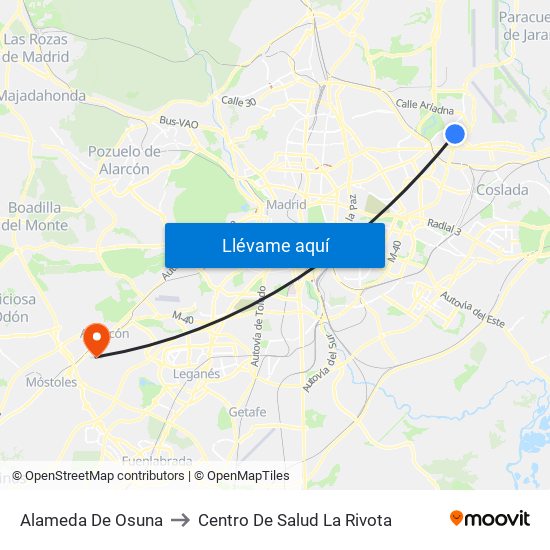 Alameda De Osuna to Centro De Salud La Rivota map