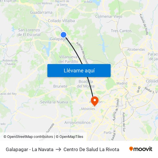 Galapagar - La Navata to Centro De Salud La Rivota map