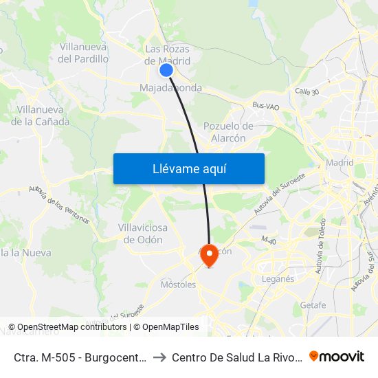 Ctra. M-505 - Burgocentro to Centro De Salud La Rivota map