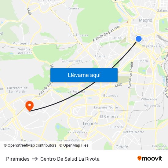 Pirámides to Centro De Salud La Rivota map