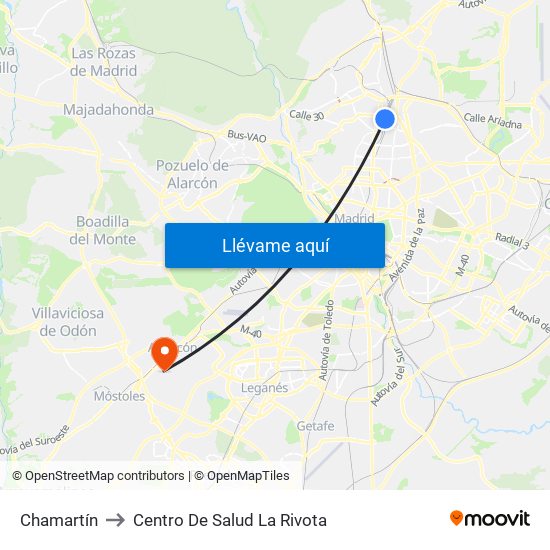 Chamartín to Centro De Salud La Rivota map
