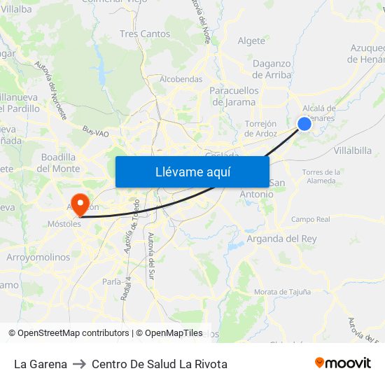 La Garena to Centro De Salud La Rivota map