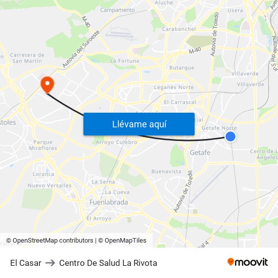 El Casar to Centro De Salud La Rivota map