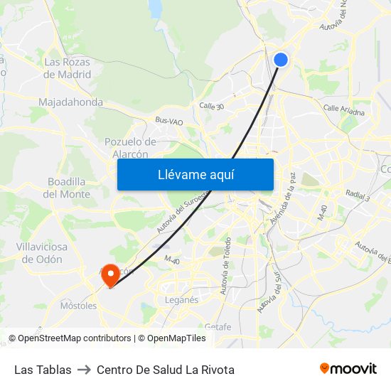 Las Tablas to Centro De Salud La Rivota map