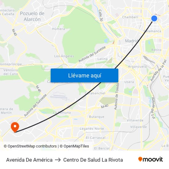 Avenida De América to Centro De Salud La Rivota map