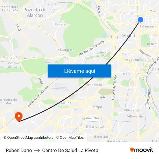 Rubén Darío to Centro De Salud La Rivota map