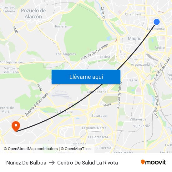 Núñez De Balboa to Centro De Salud La Rivota map
