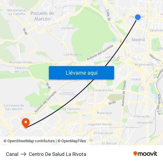 Canal to Centro De Salud La Rivota map