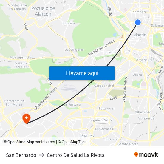 San Bernardo to Centro De Salud La Rivota map