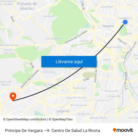Príncipe De Vergara to Centro De Salud La Rivota map
