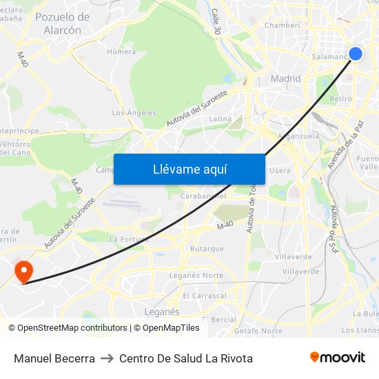 Manuel Becerra to Centro De Salud La Rivota map