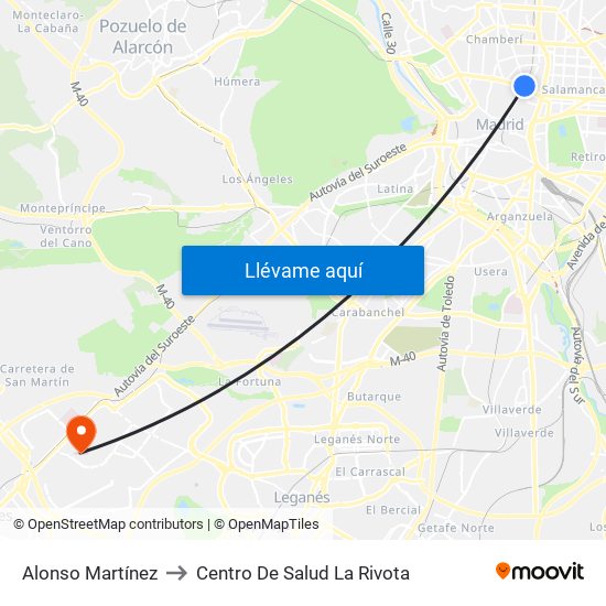 Alonso Martínez to Centro De Salud La Rivota map