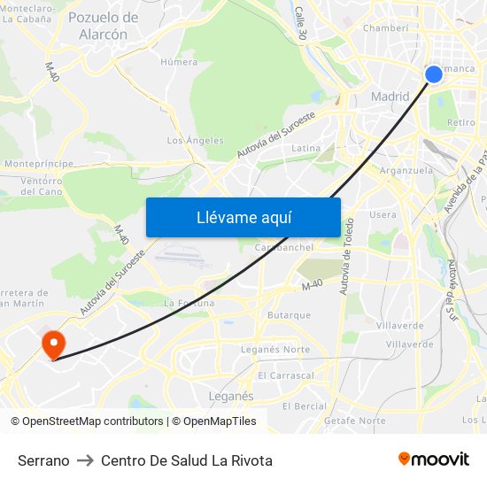 Serrano to Centro De Salud La Rivota map