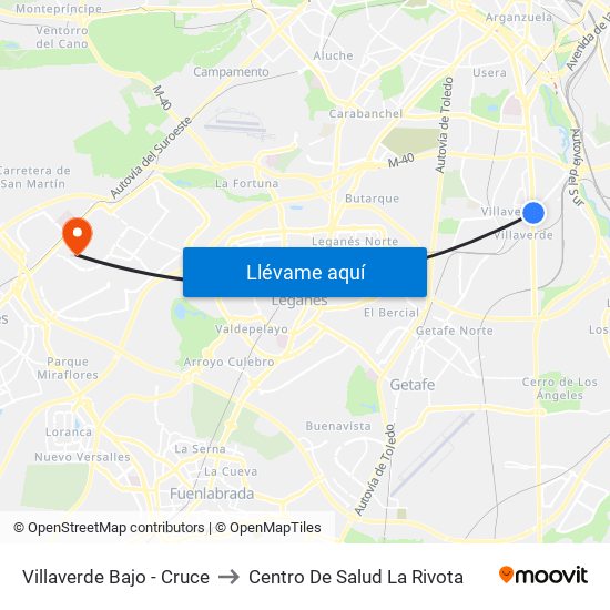Villaverde Bajo - Cruce to Centro De Salud La Rivota map