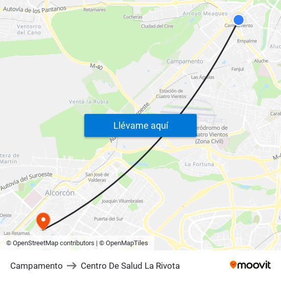 Campamento to Centro De Salud La Rivota map