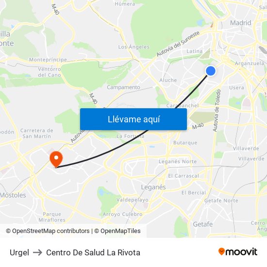 Urgel to Centro De Salud La Rivota map