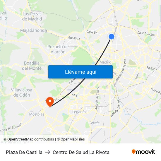 Plaza De Castilla to Centro De Salud La Rivota map