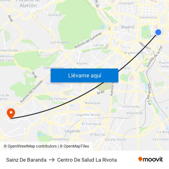 Sainz De Baranda to Centro De Salud La Rivota map