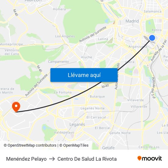 Menéndez Pelayo to Centro De Salud La Rivota map