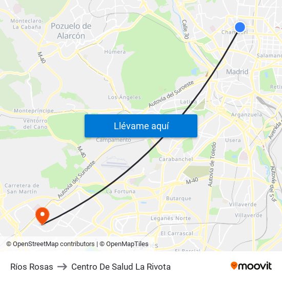 Ríos Rosas to Centro De Salud La Rivota map