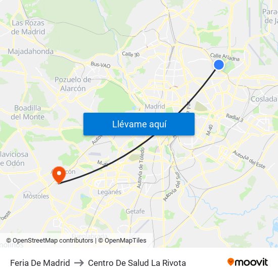 Feria De Madrid to Centro De Salud La Rivota map