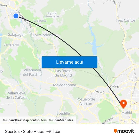 Suertes - Siete Picos to Icai map