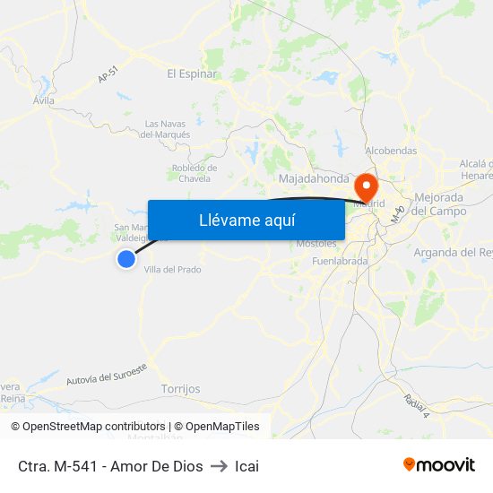 Ctra. M-541 - Amor De Dios to Icai map