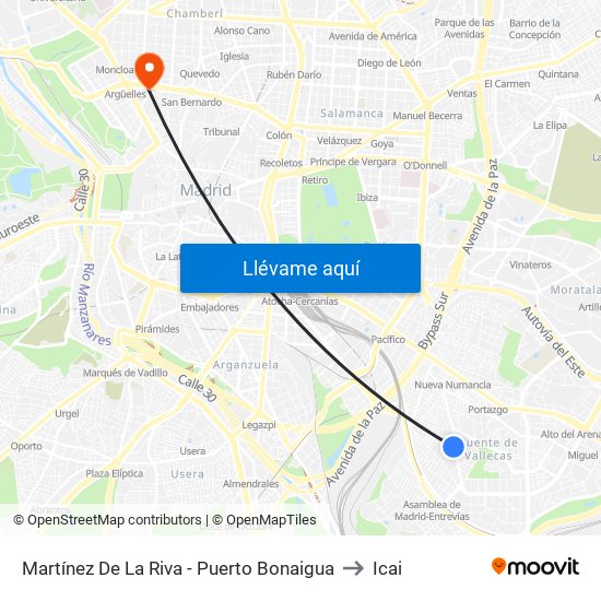 Martínez De La Riva - Puerto Bonaigua to Icai map