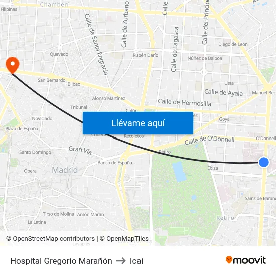 Hospital Gregorio Marañón to Icai map