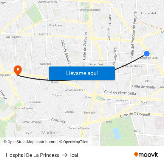 Hospital De La Princesa to Icai map