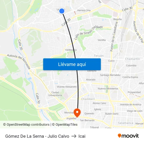 Gómez De La Serna - Julio Calvo to Icai map