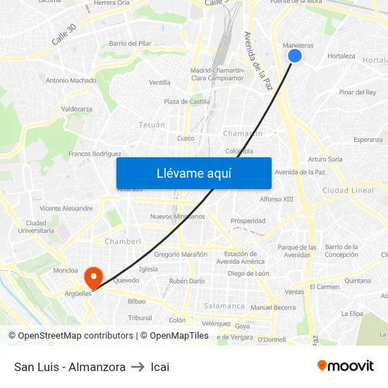 San Luis - Almanzora to Icai map
