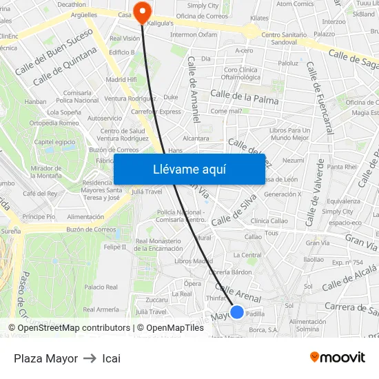 Plaza Mayor to Icai map