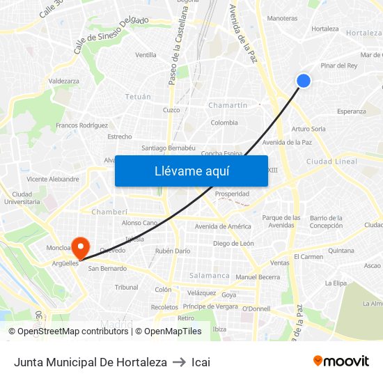 Junta Municipal De Hortaleza to Icai map
