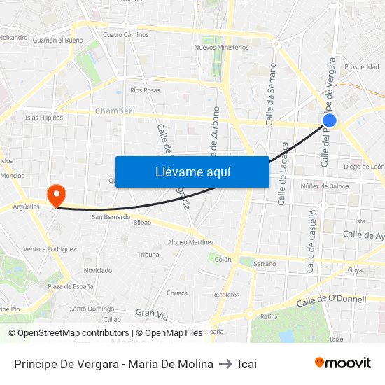 Príncipe De Vergara - María De Molina to Icai map