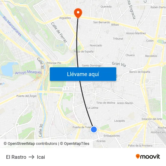 El Rastro to Icai map