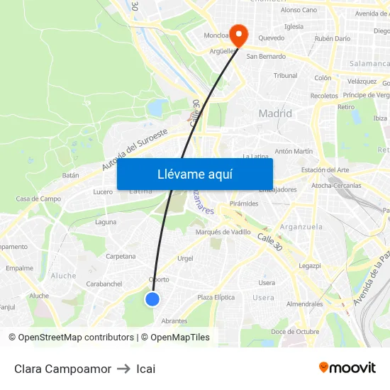 Clara Campoamor to Icai map