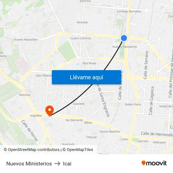 Nuevos Ministerios to Icai map
