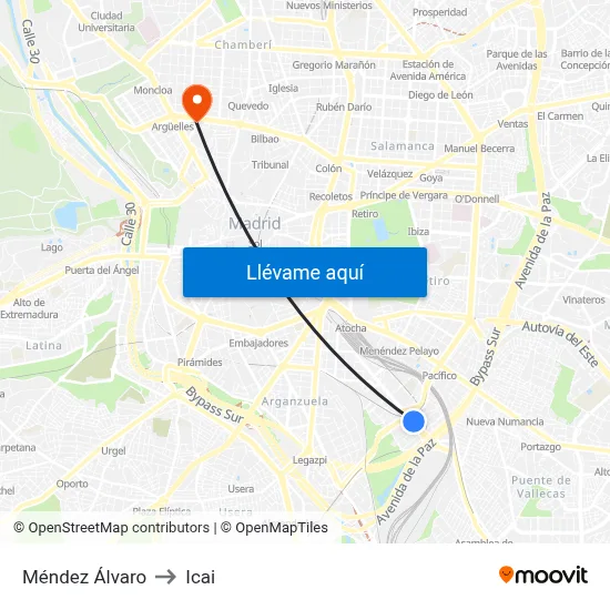 Méndez Álvaro to Icai map